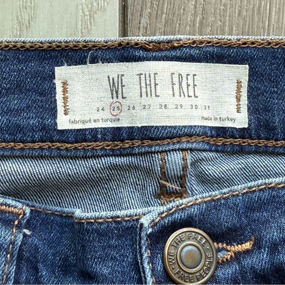 Free People Blue Ankle Cropped Jeans with Distressed Details - Picture 4 of 7
